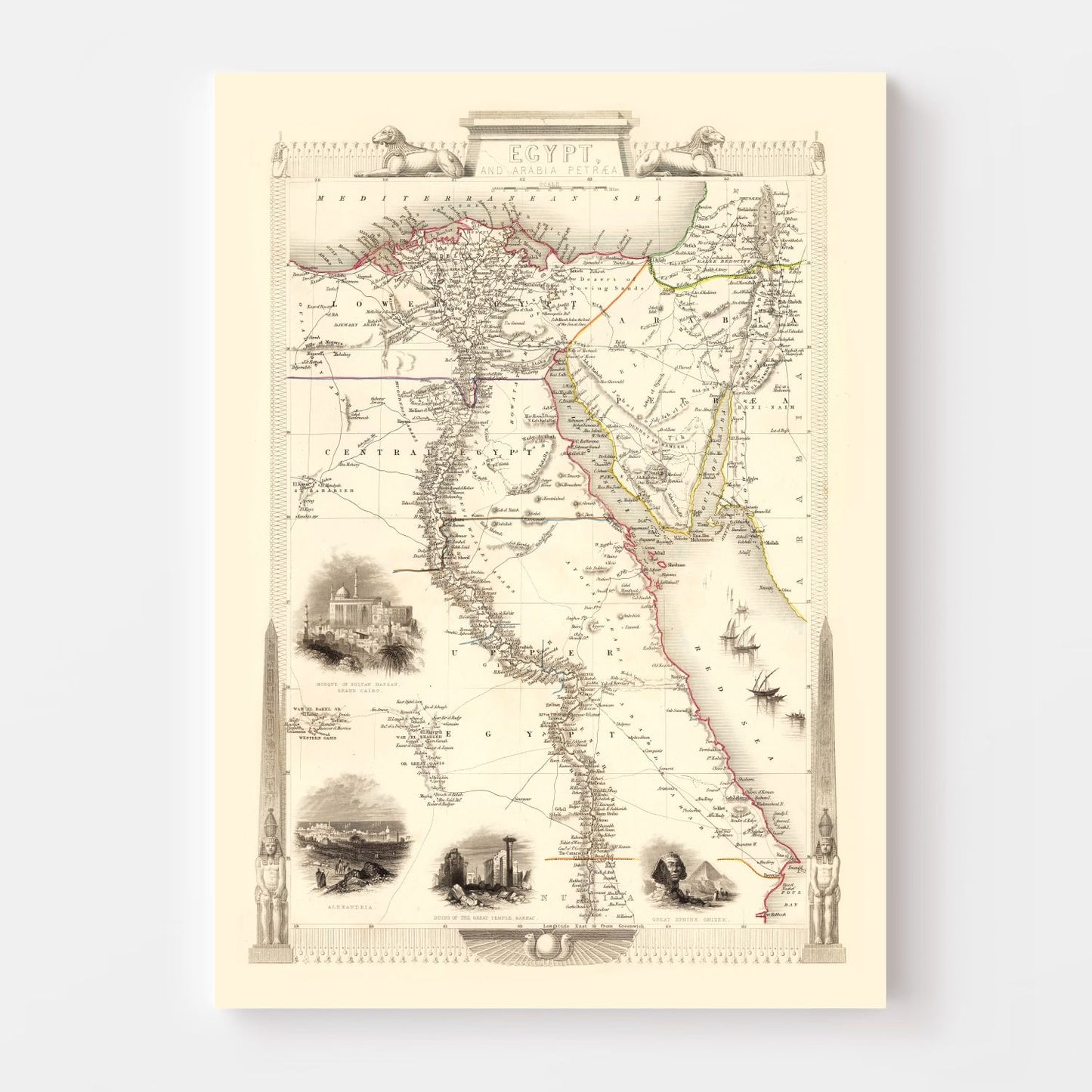 Vintage Map of Egypt and Saudi Arabia, 1851