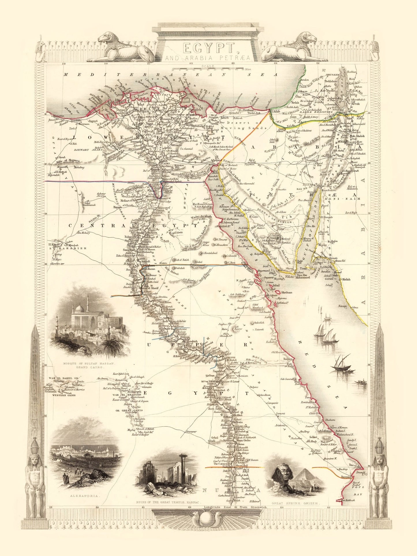 Vintage Map of Egypt and Saudi Arabia, 1851