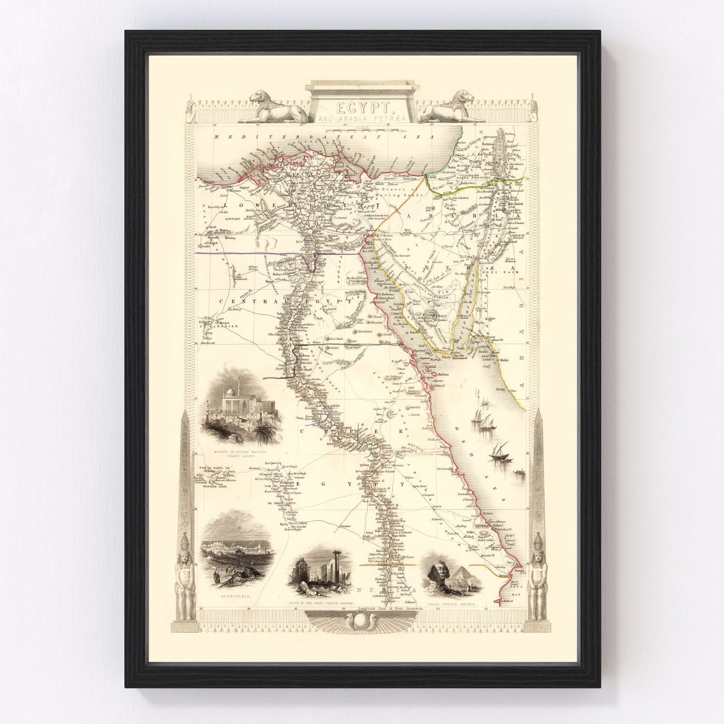 Vintage map of Egypt and Saudi Arabia, 1851