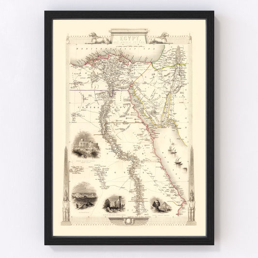 Vintage map of Egypt and Saudi Arabia, 1851