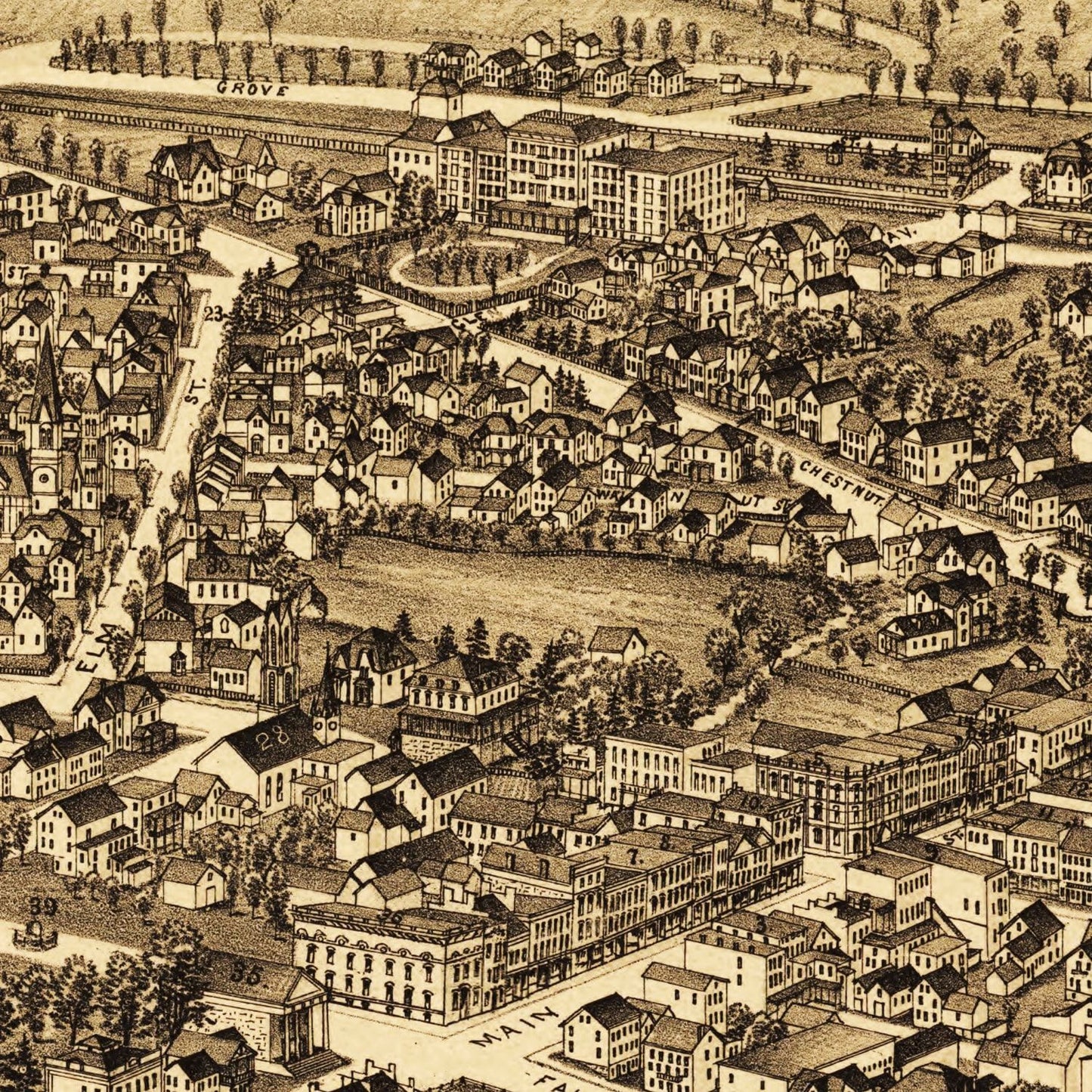 Vintage Map of Cooperstown, New York, 1890