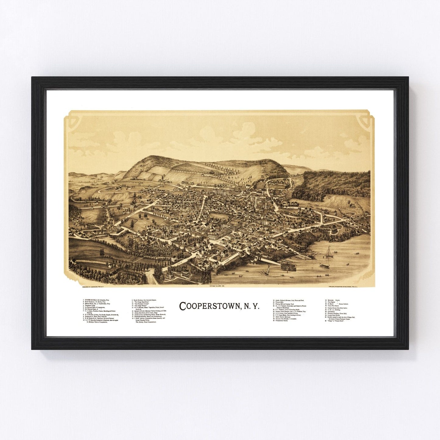 Vintage map of Cooperstown, New York, 1890