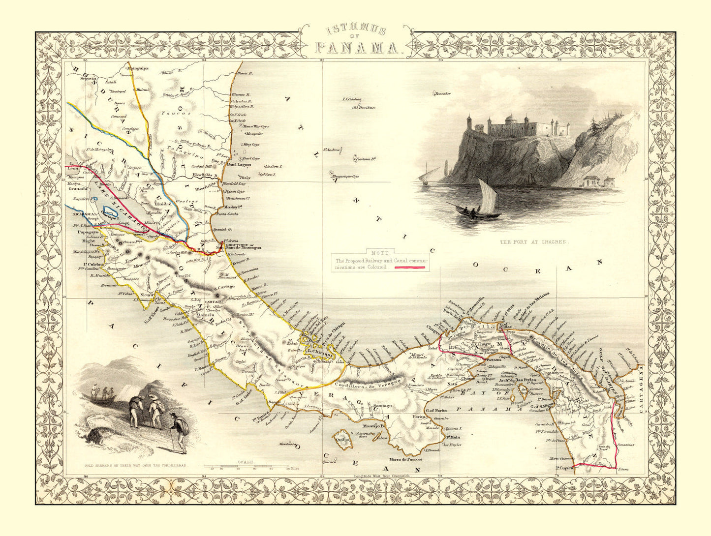 Vintage Map of Panama, 1851