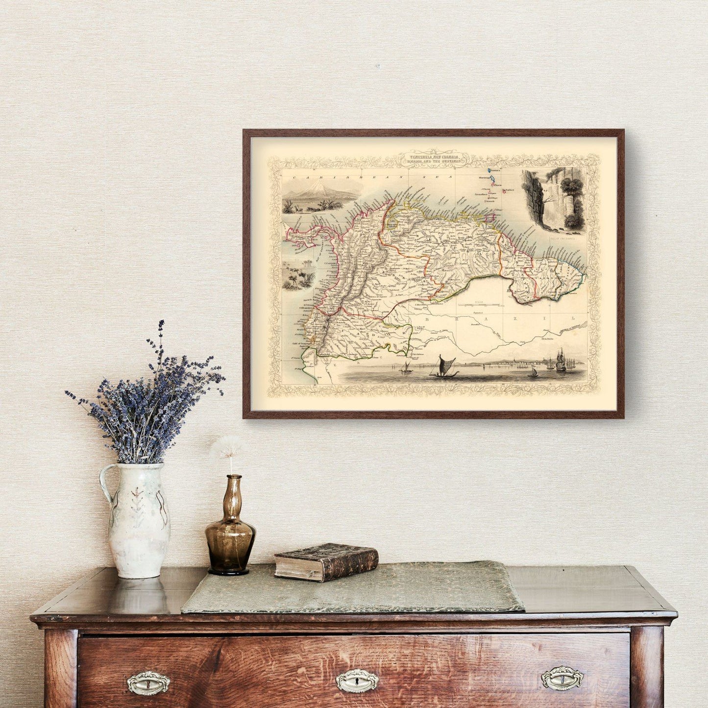Vintage Map of Venezuela, New Granada & Ecuador, 1851