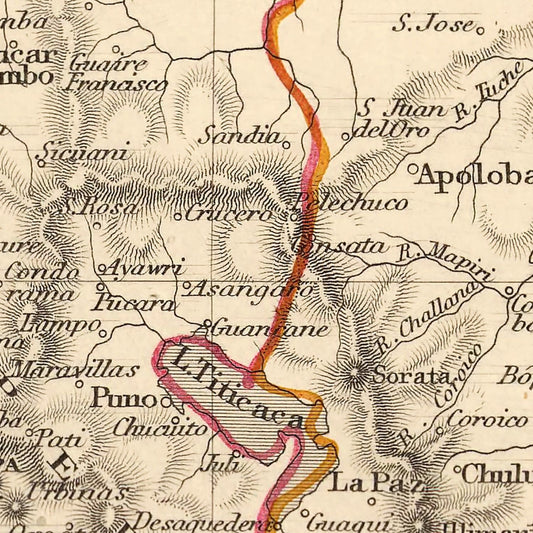 Vintage Map of Peru & Bolivia, 1851