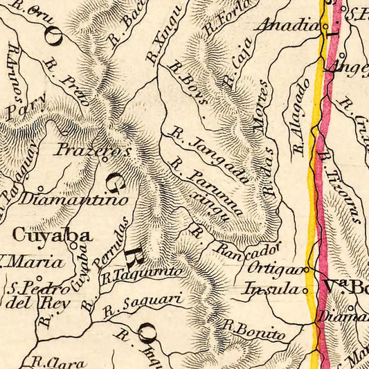 Vintage Map of Brazil 1851