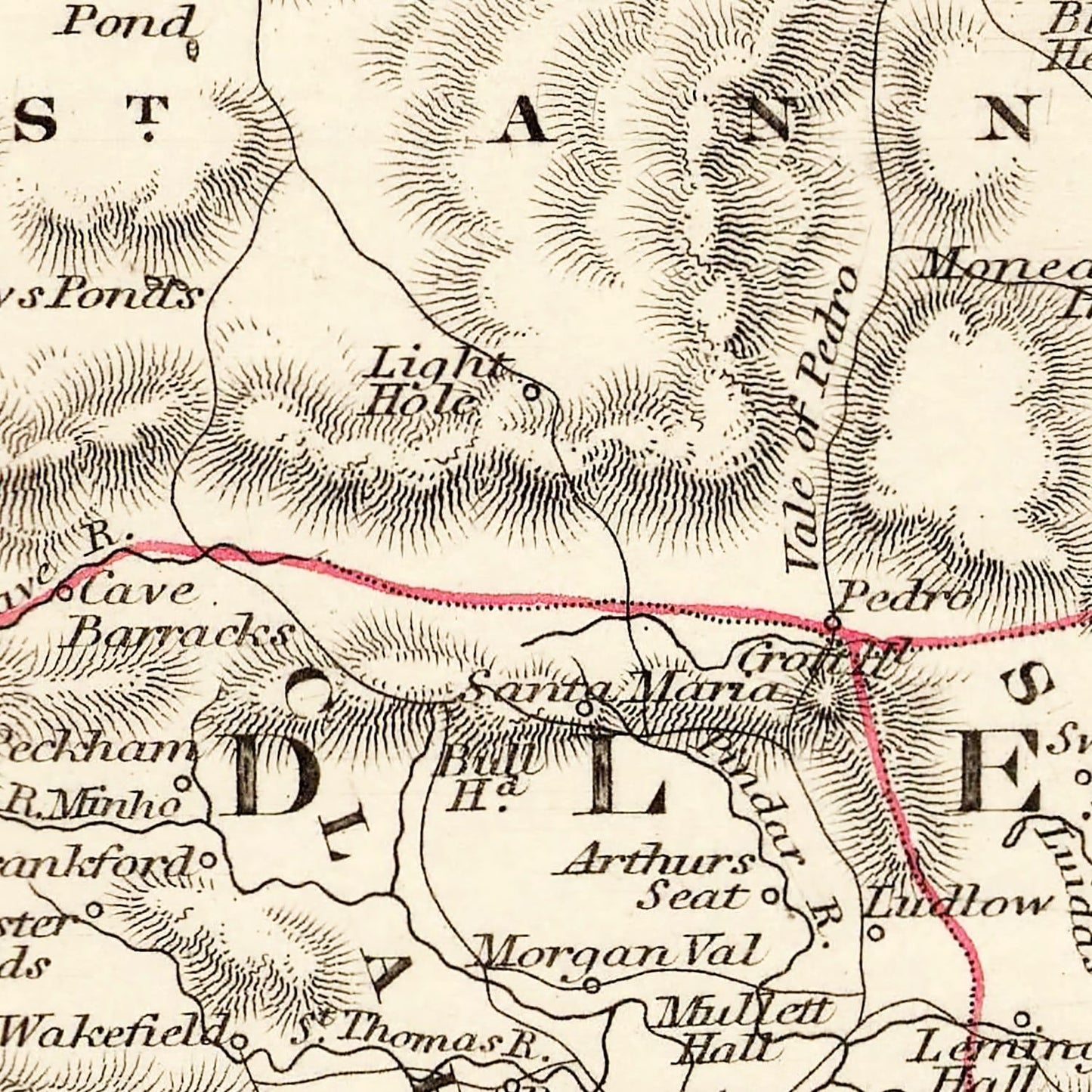 Vintage Map of Jamaica, 1851