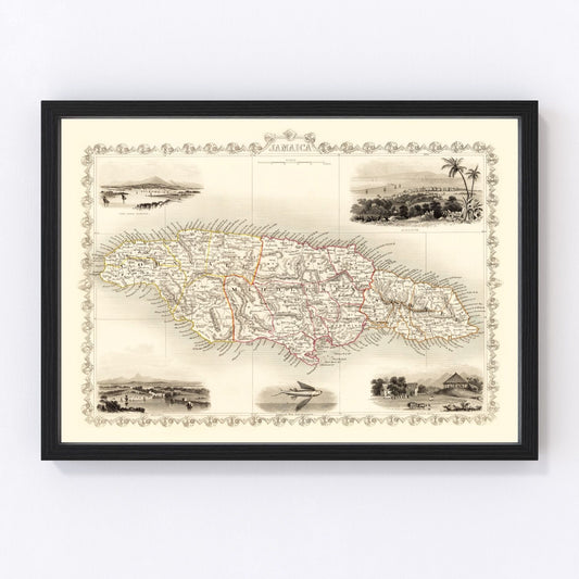 Vintage map of Jamaica, 1851