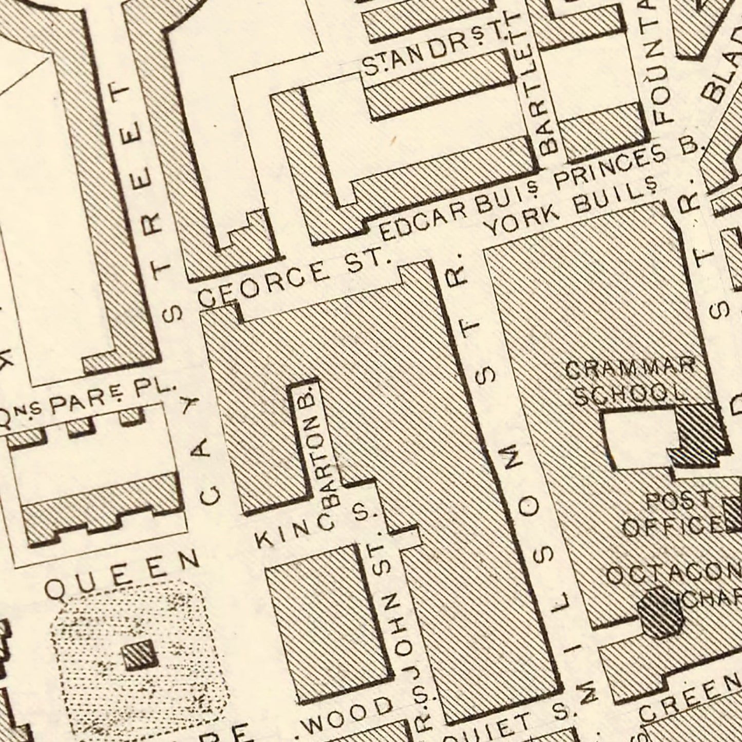Vintage Map of Bath, United Kingdom, 1851