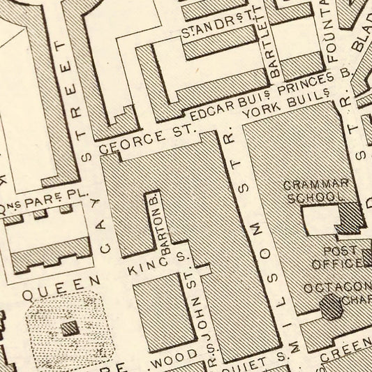 Vintage Map of Bath, United Kingdom, 1851