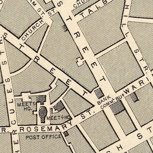 Vintage Map of Belfast, United Kingdom, 1851