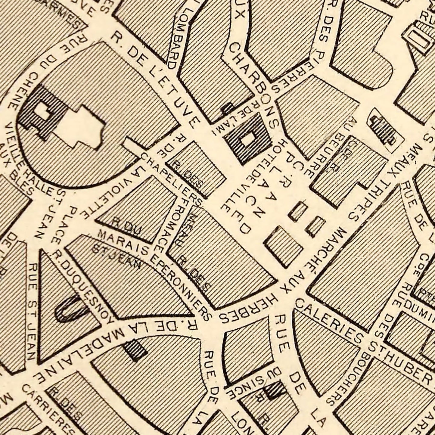 Vintage Map of Brussels, Belgium, 1851