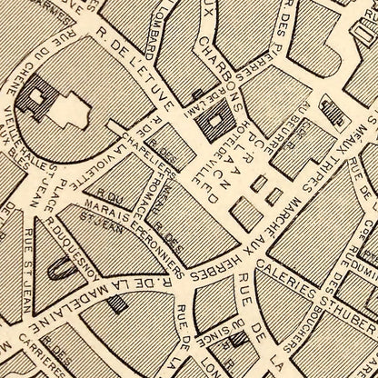 Vintage Map of Brussels, Belgium, 1851