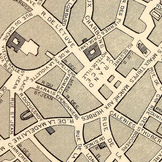 Vintage Map of Brussels, Belgium, 1851