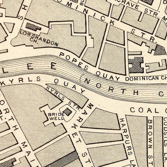 Vintage Map of Cork, Ireland 1851