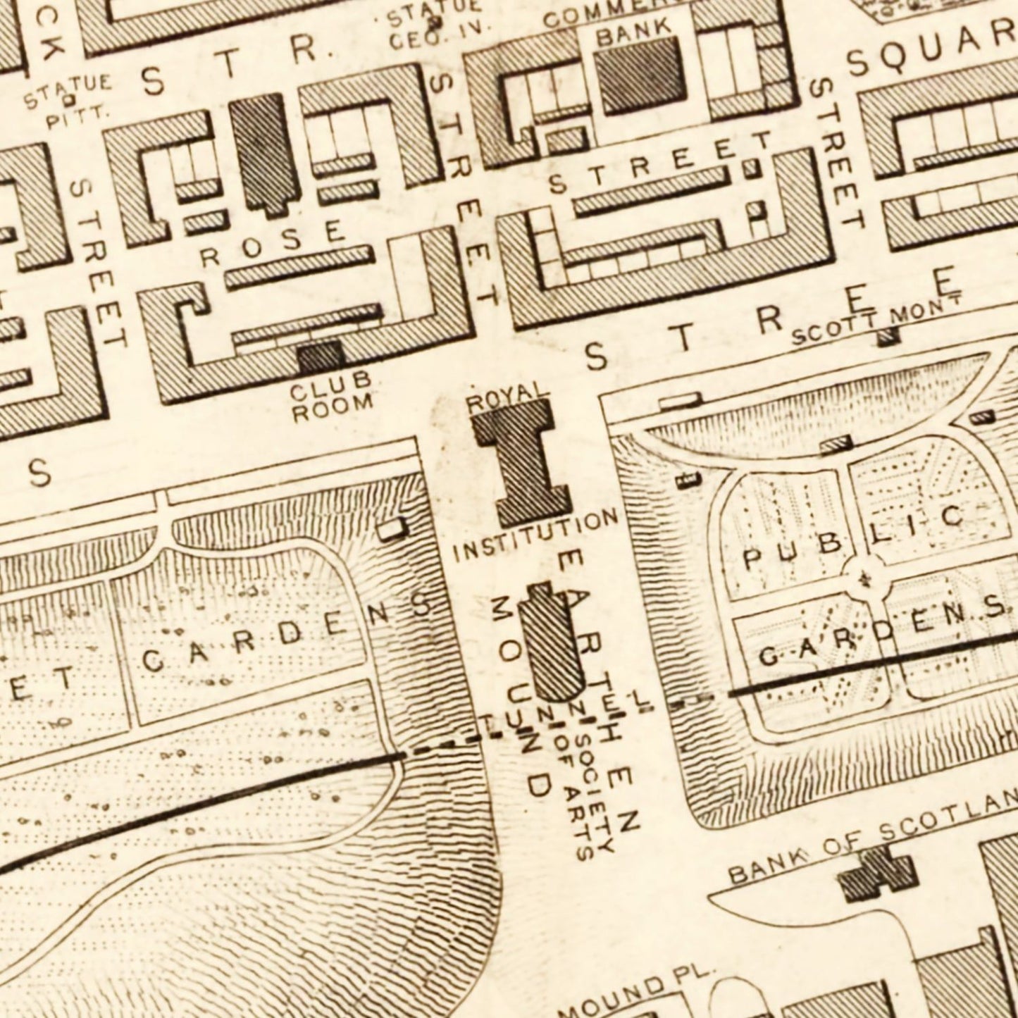 Vintage Map of Edinburgh, Scotland, 1851