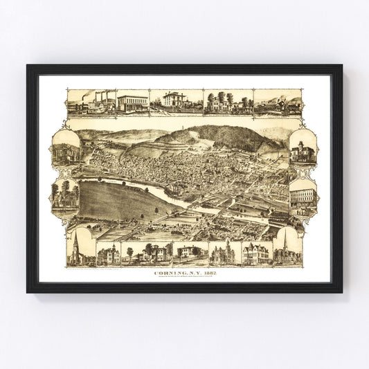 Vintage map of Corning, New York, 1882