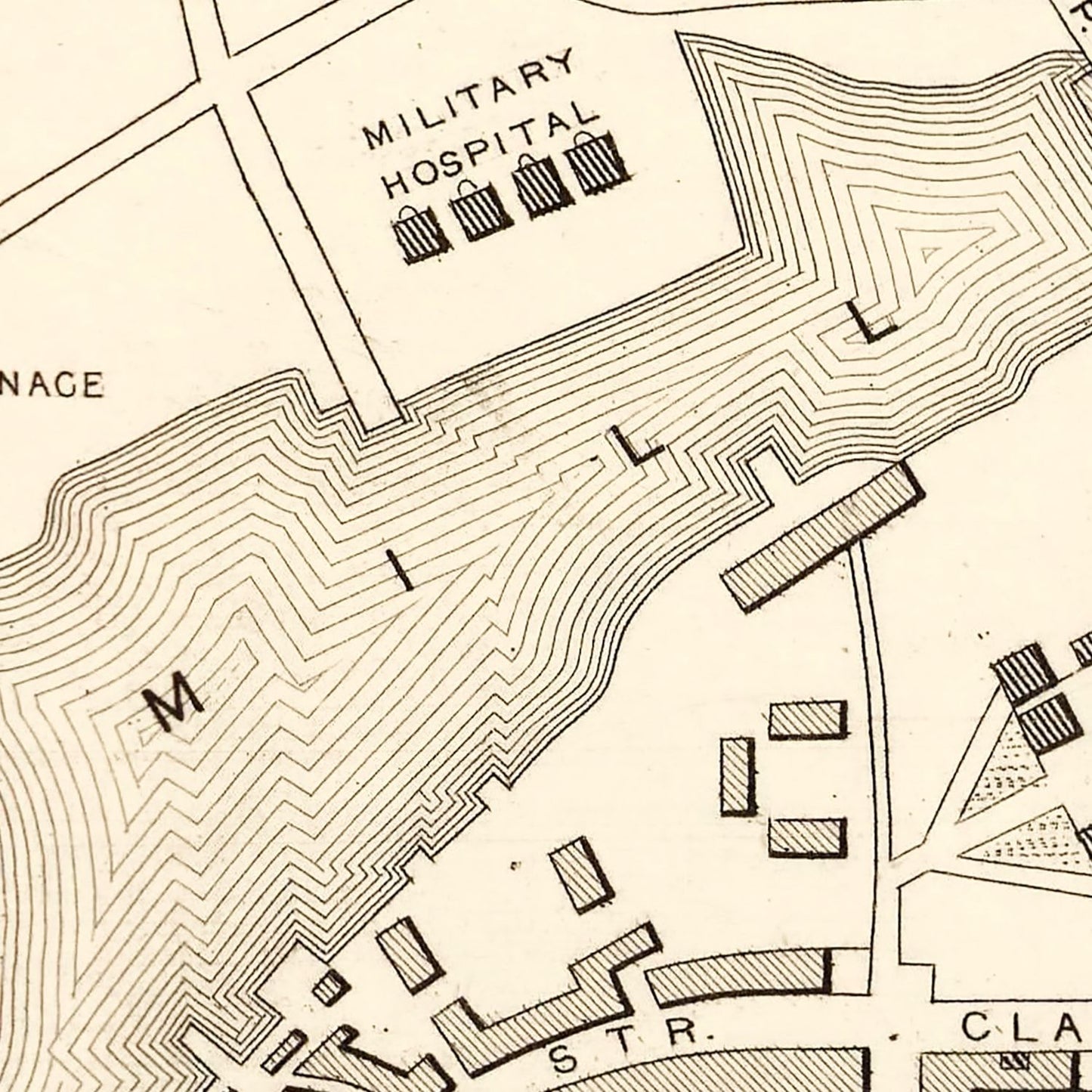 Vintage Map of Plymouth, United Kingdom, 1851