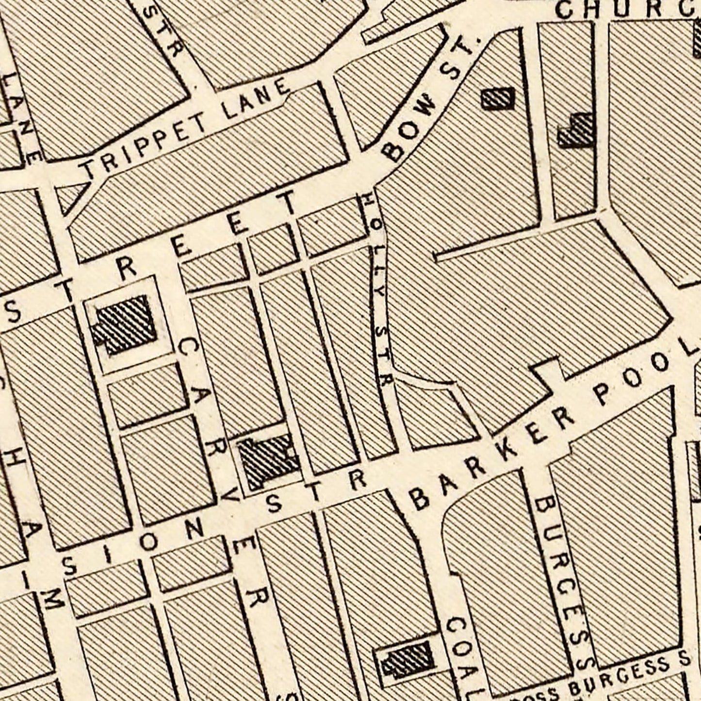 Vintage Map of Sheffield, England, 1851