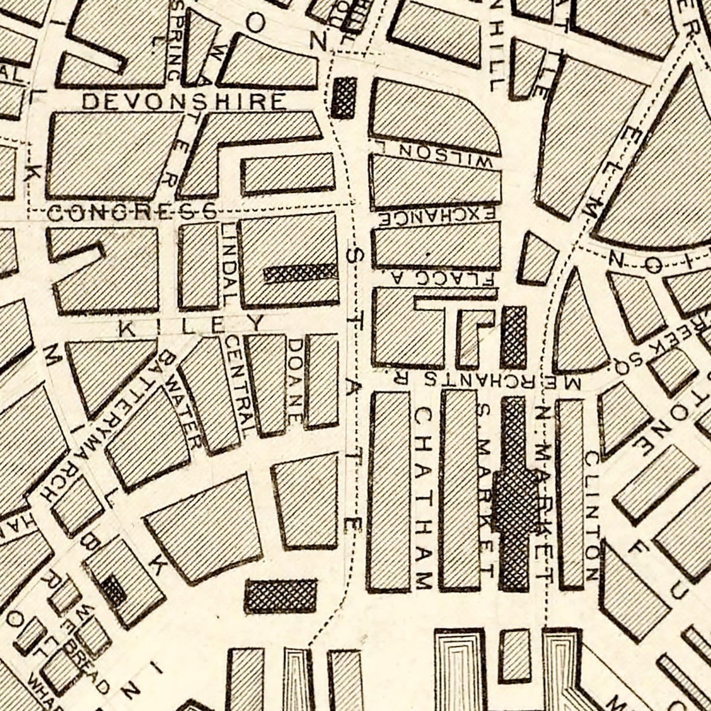 Vintage Map of Boston, Massachusetts 1851