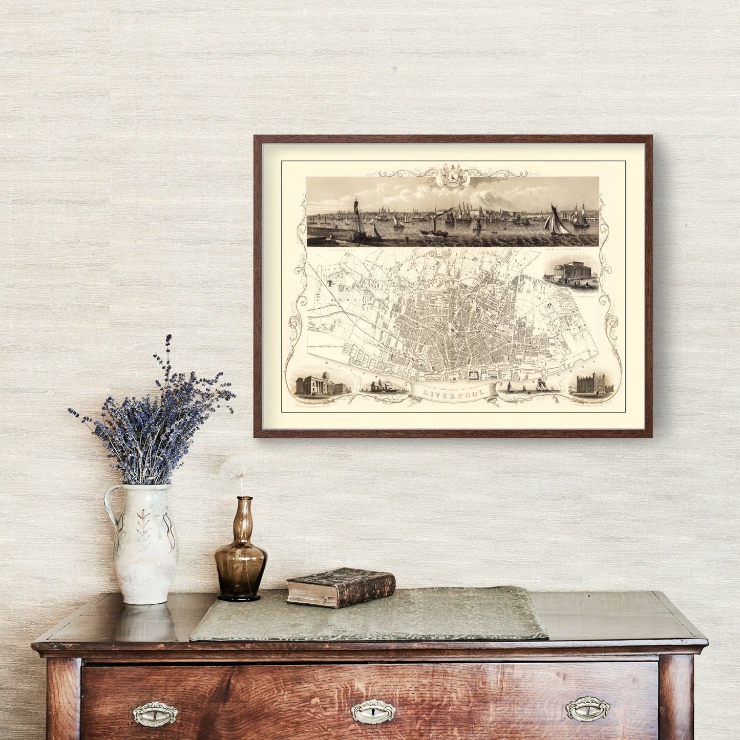 Vintage Map of Liverpool, England, 1851