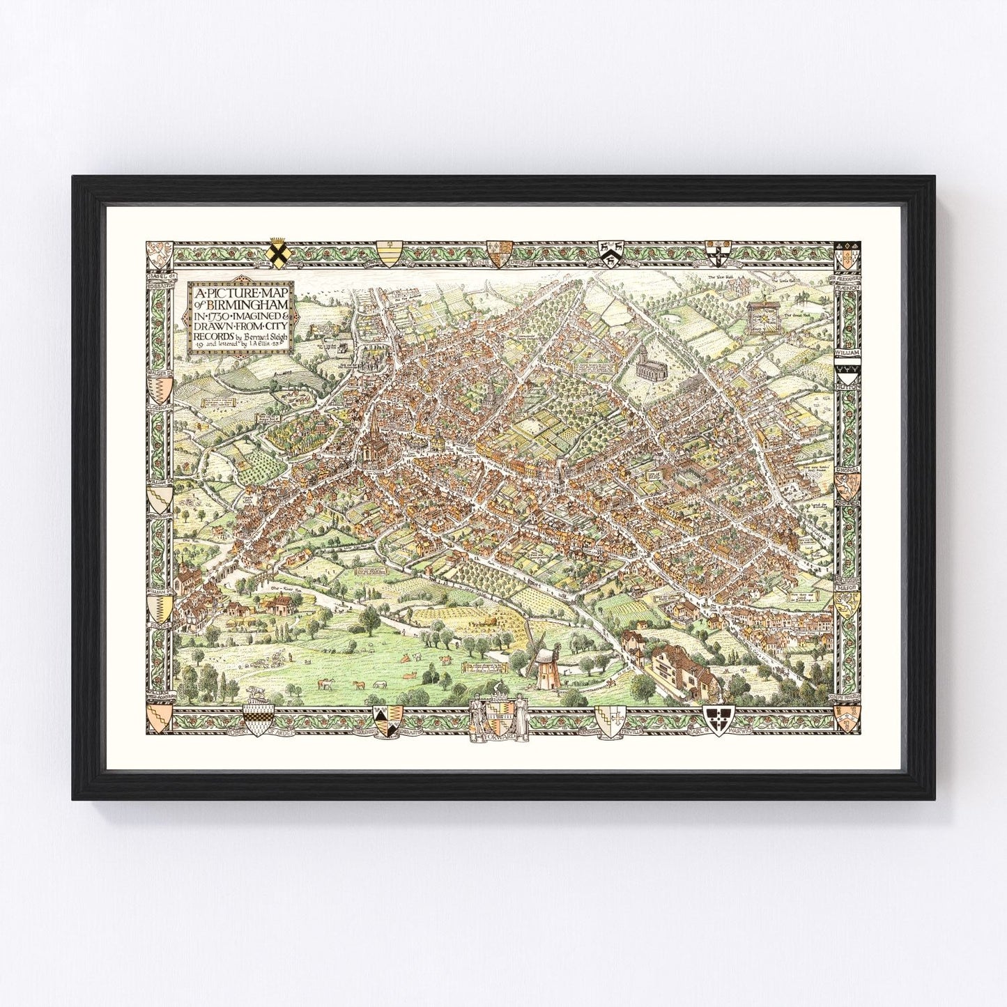 Vintage map of Birmingham, England, 1923