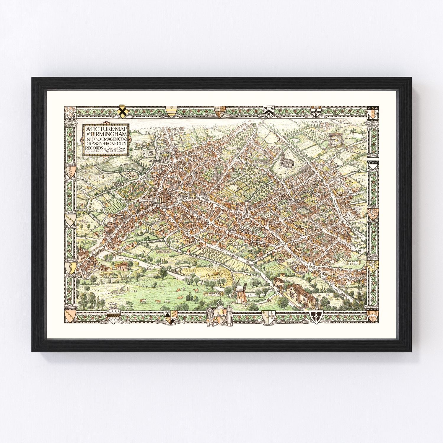 Vintage map of Birmingham, England, 1923