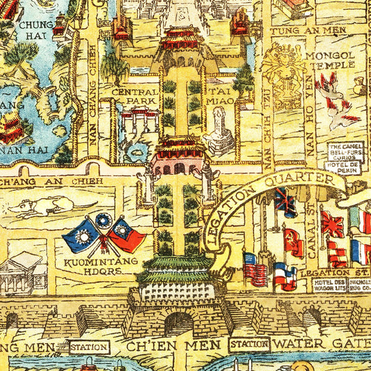Vintage Map of Beijing, China, 1936 Wall Art Print