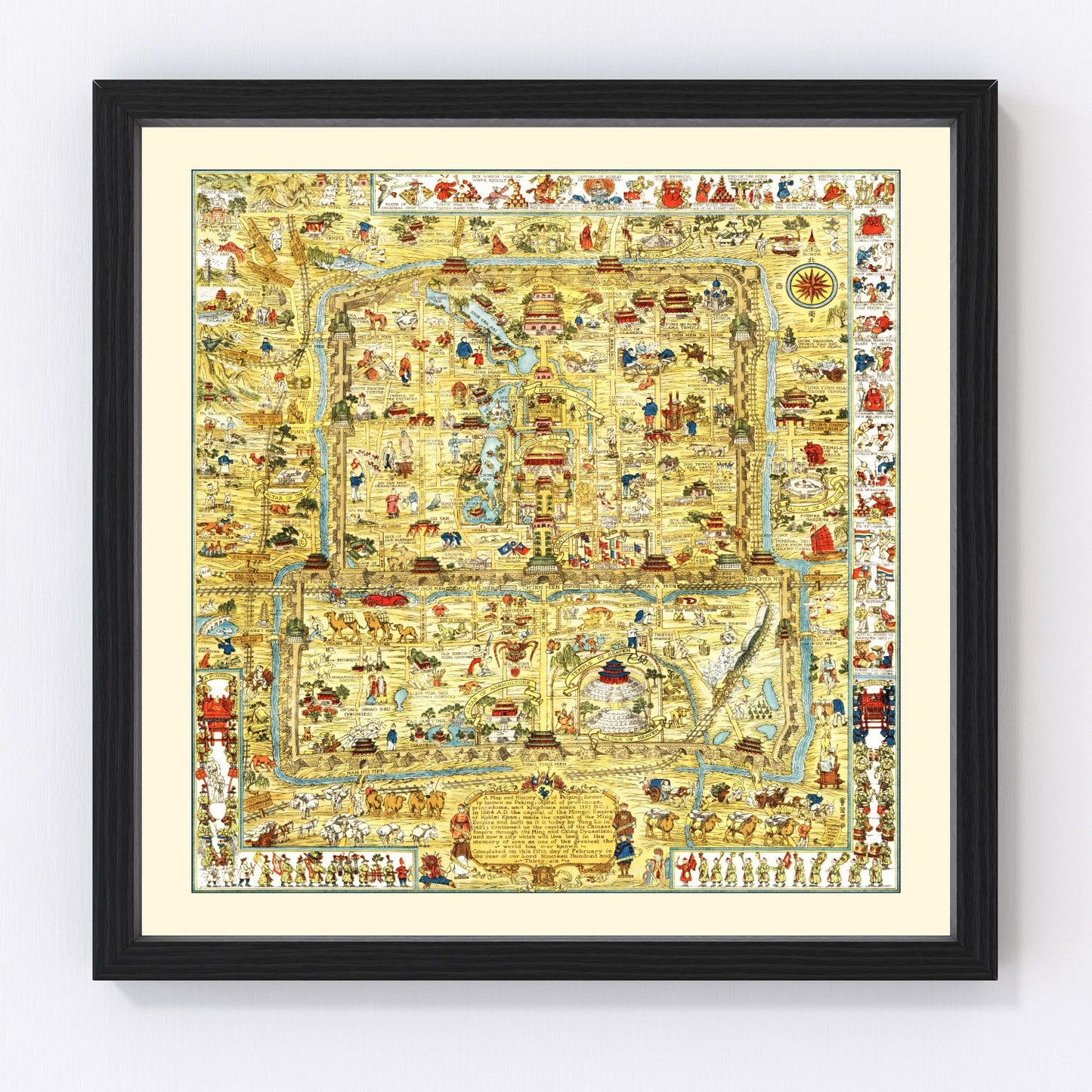 Vintage map of Beijing, China, 1936 - wall art print