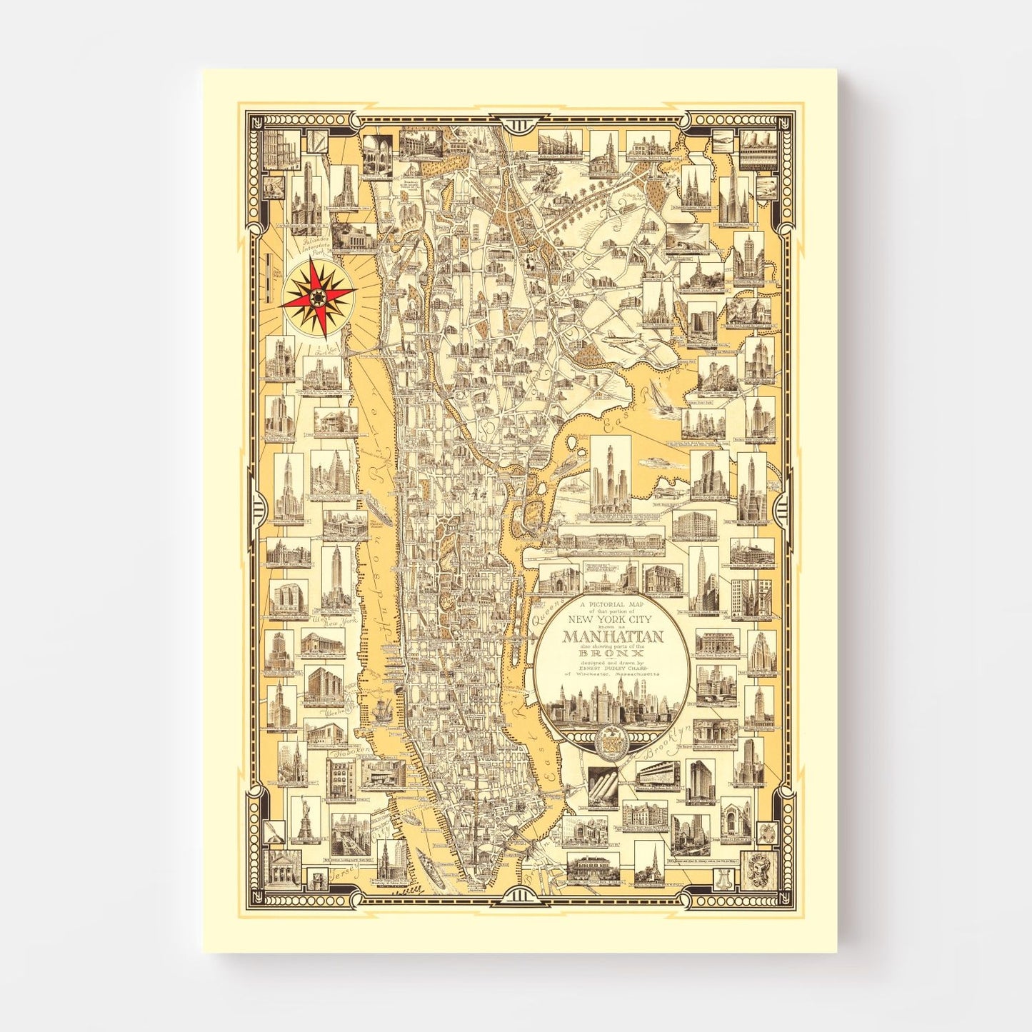 Vintage Map of Manhattan, New York, 1939
