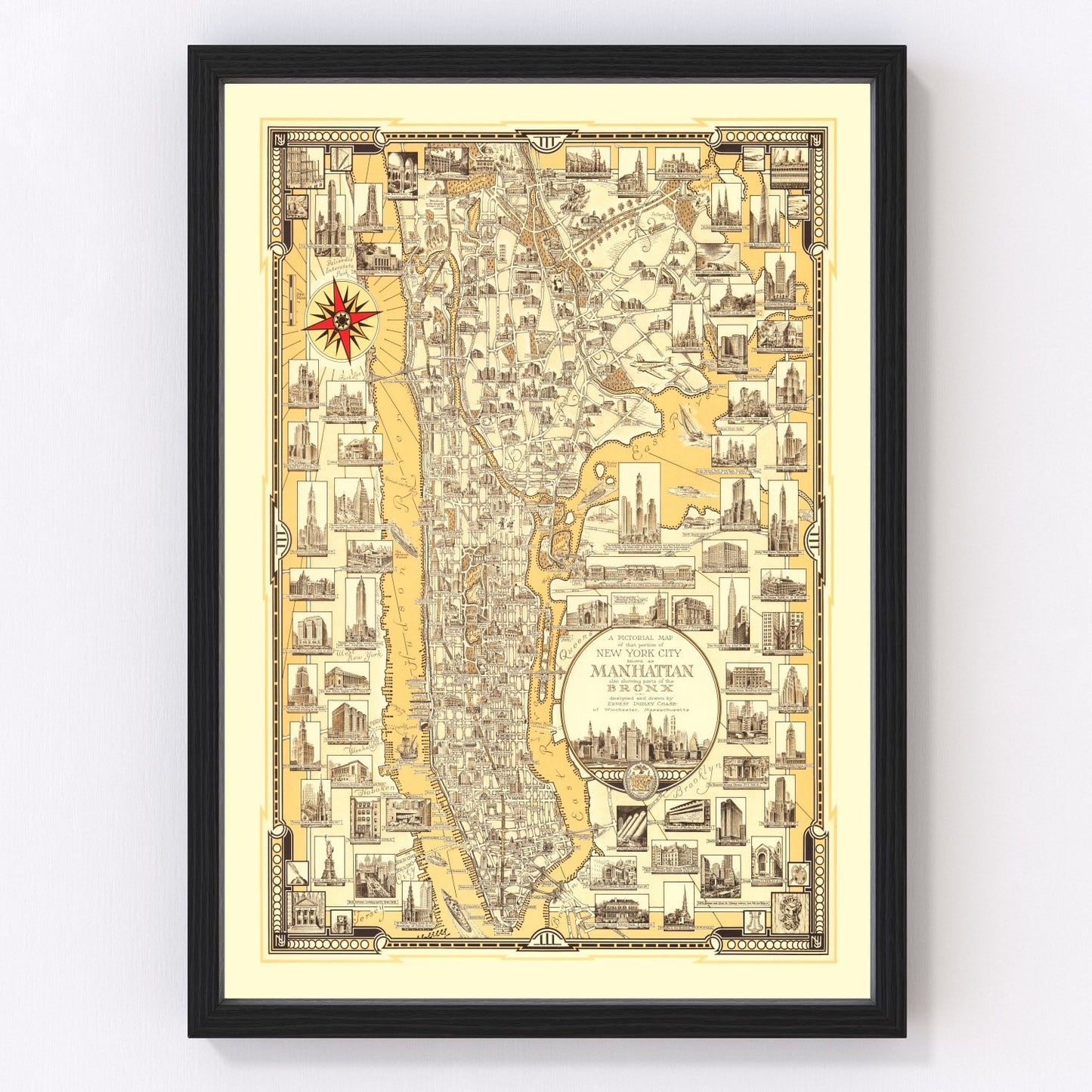 Vintage map of Manhattan, New York, 1939