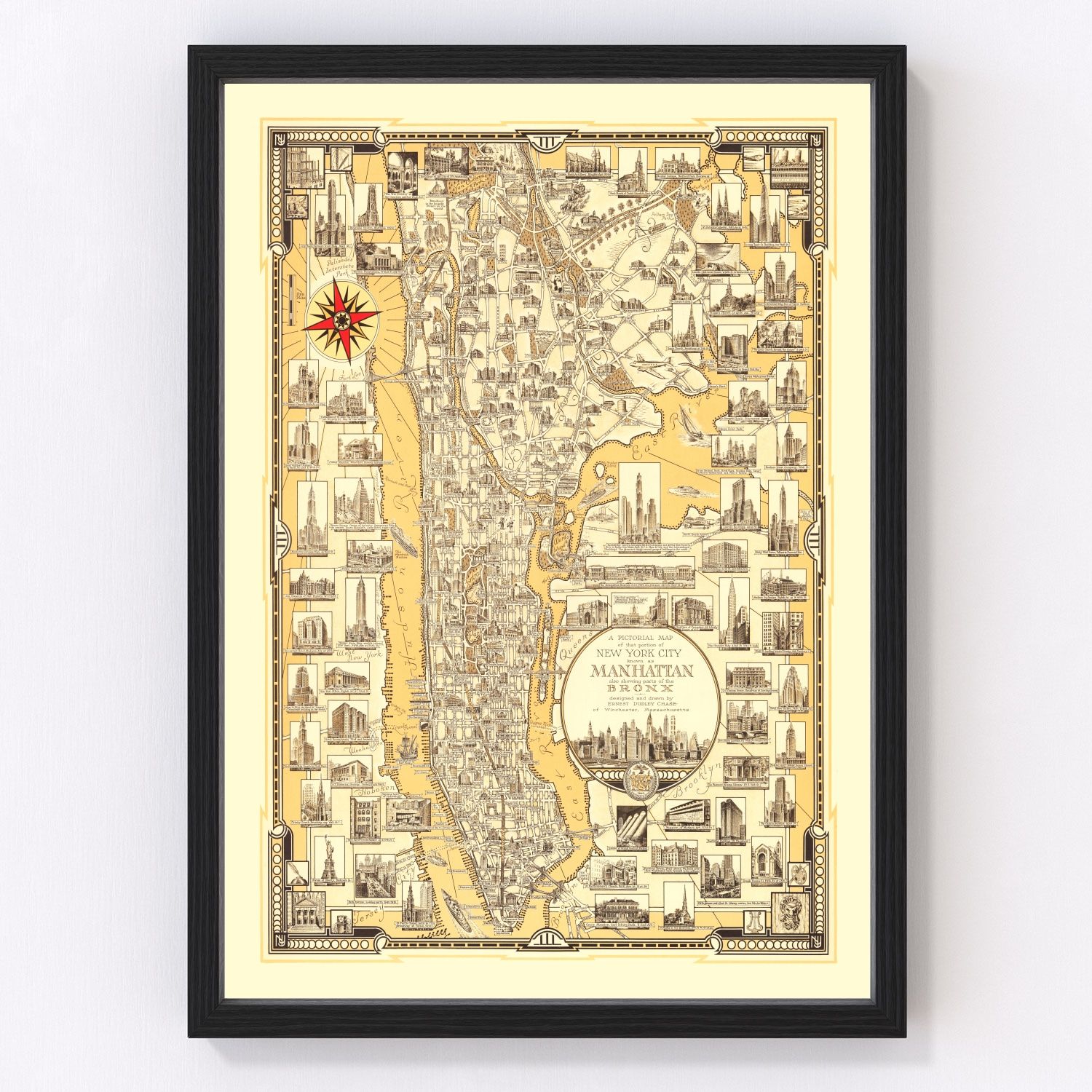 Vintage map of Manhattan, New York, 1939