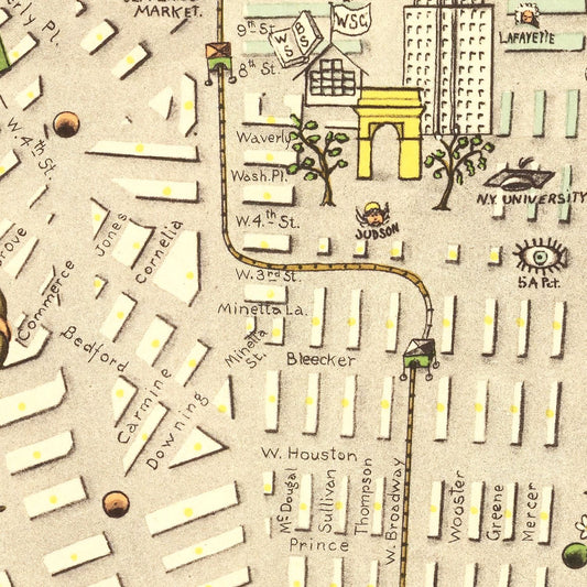 Vintage Map of Manhattan, New York, 1927