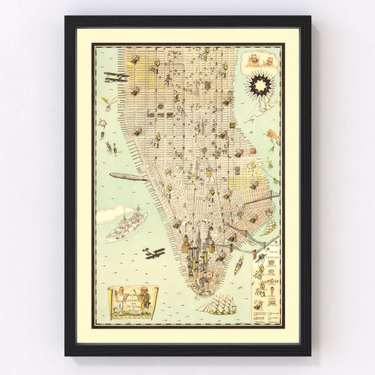 Vintage map of Manhattan, New York, 1927