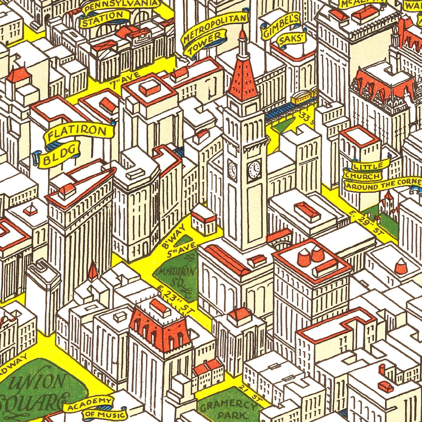 Vintage Map of Manhattan, New York, 1926 III