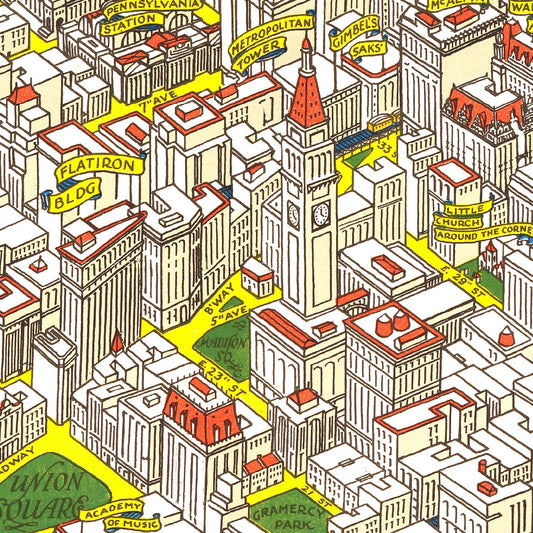 Vintage Map of Manhattan, New York, 1926 III