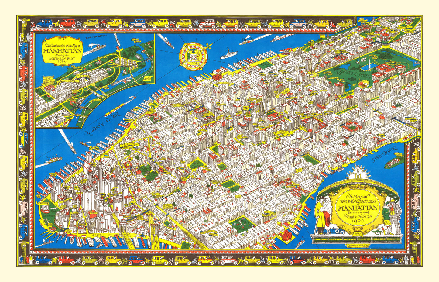 Vintage Map of Manhattan, New York, 1926 III