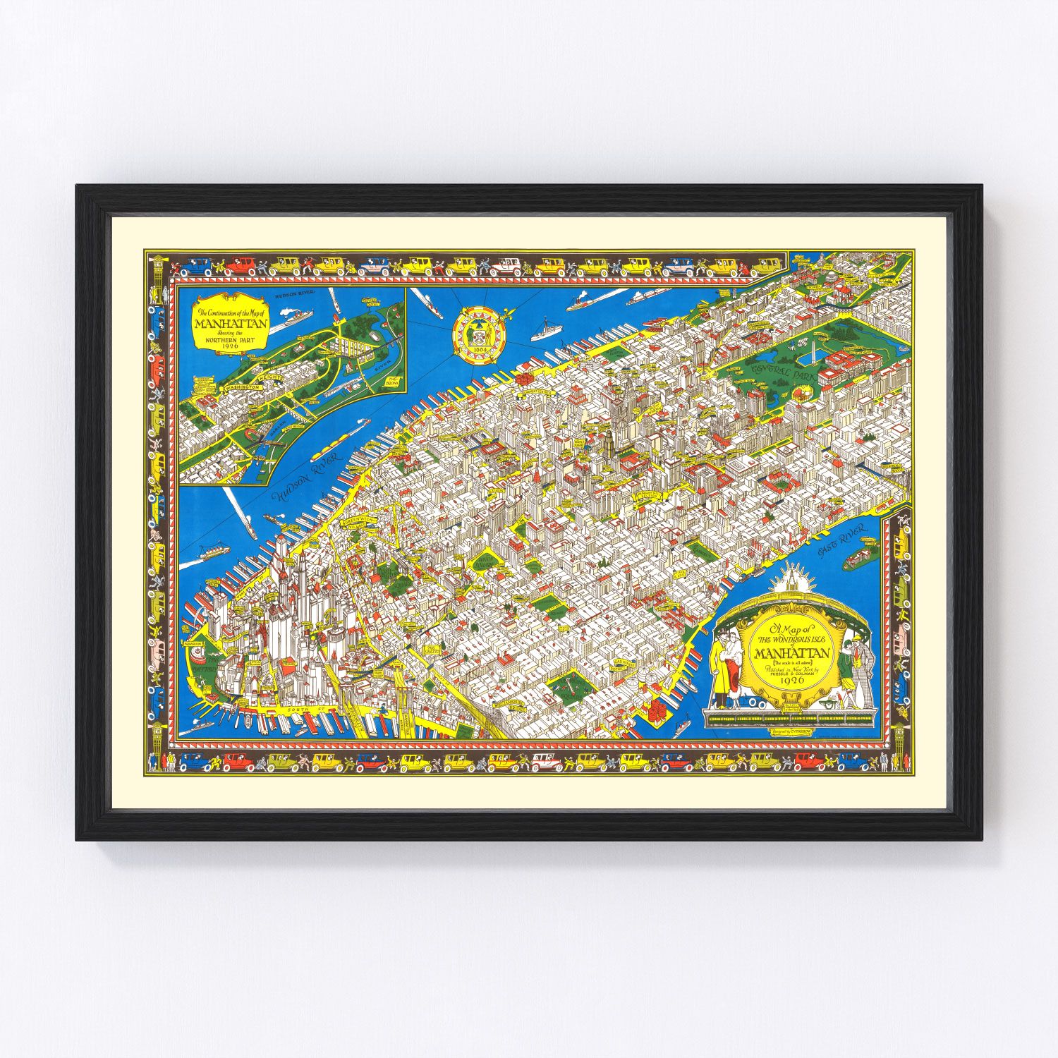 Vintage map of Manhattan, New York, 1926