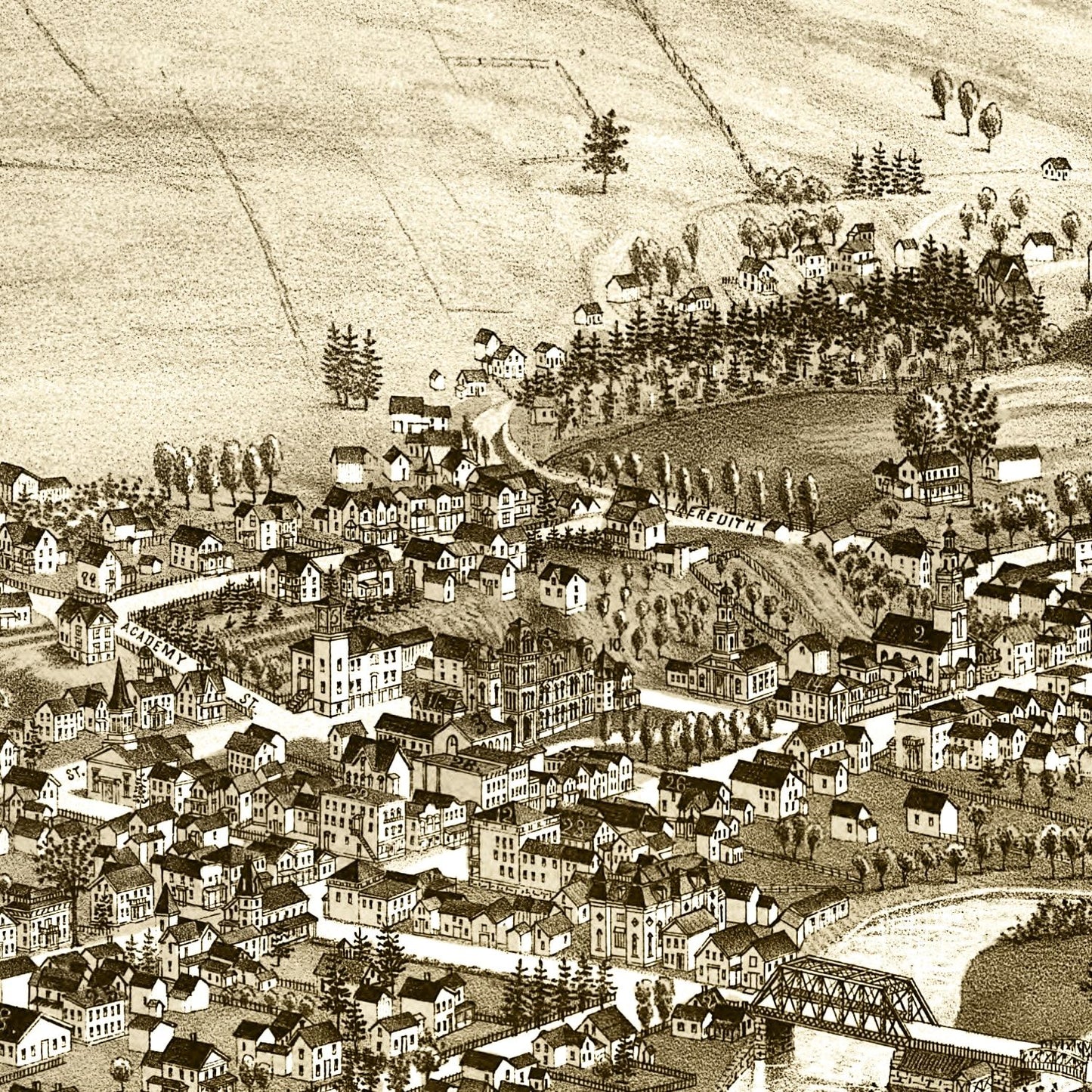 Vintage Map of Delhi, New York, 1887