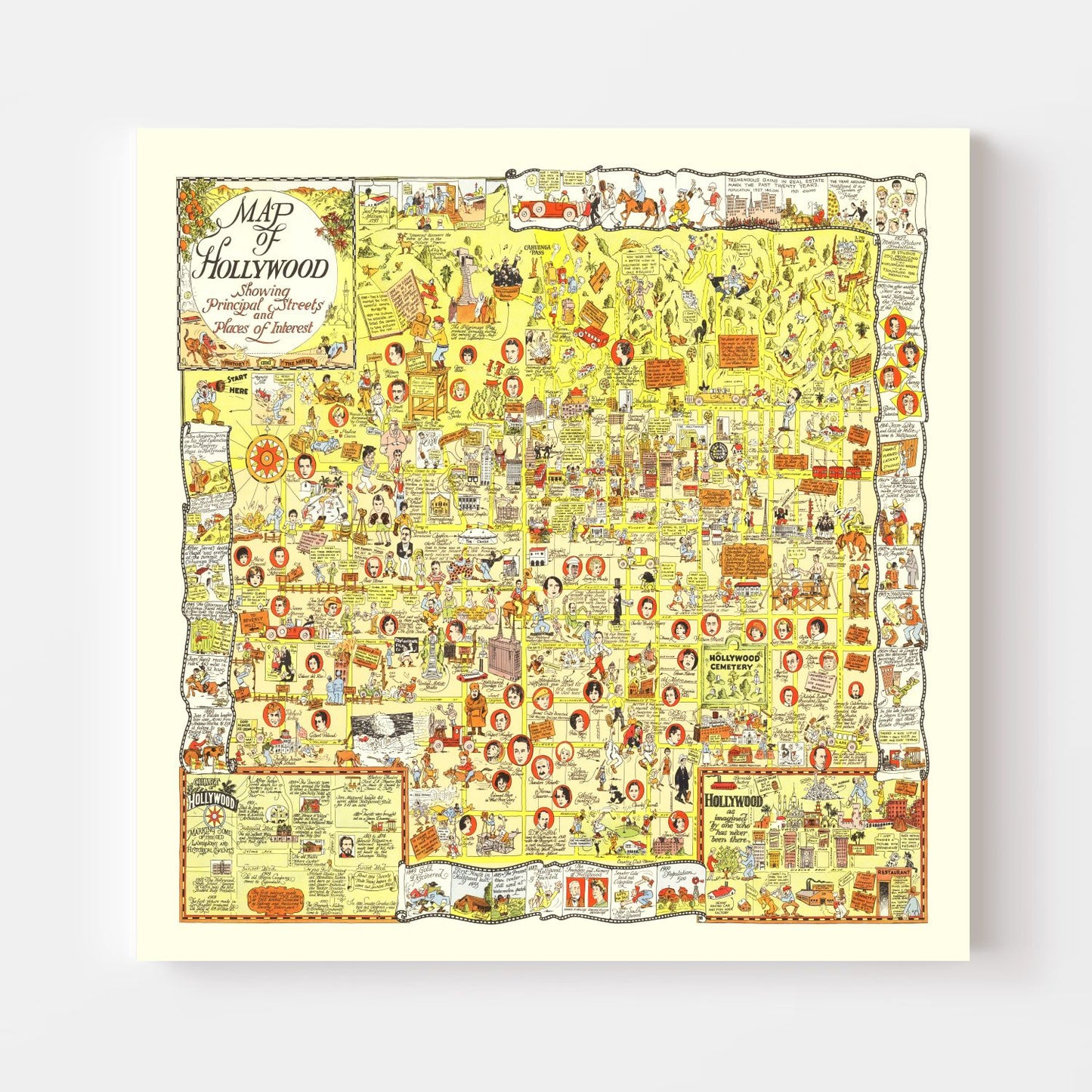Vintage Map of Hollywood, Los Angeles County, California, 1928