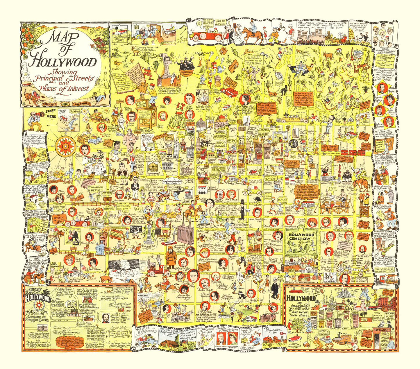 Vintage Map of Hollywood, Los Angeles County, California, 1928