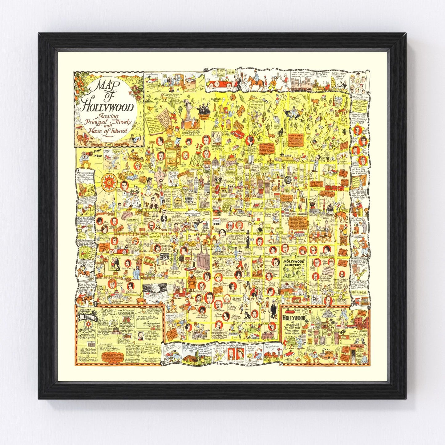 vintage map of Hollywood, California, 1928