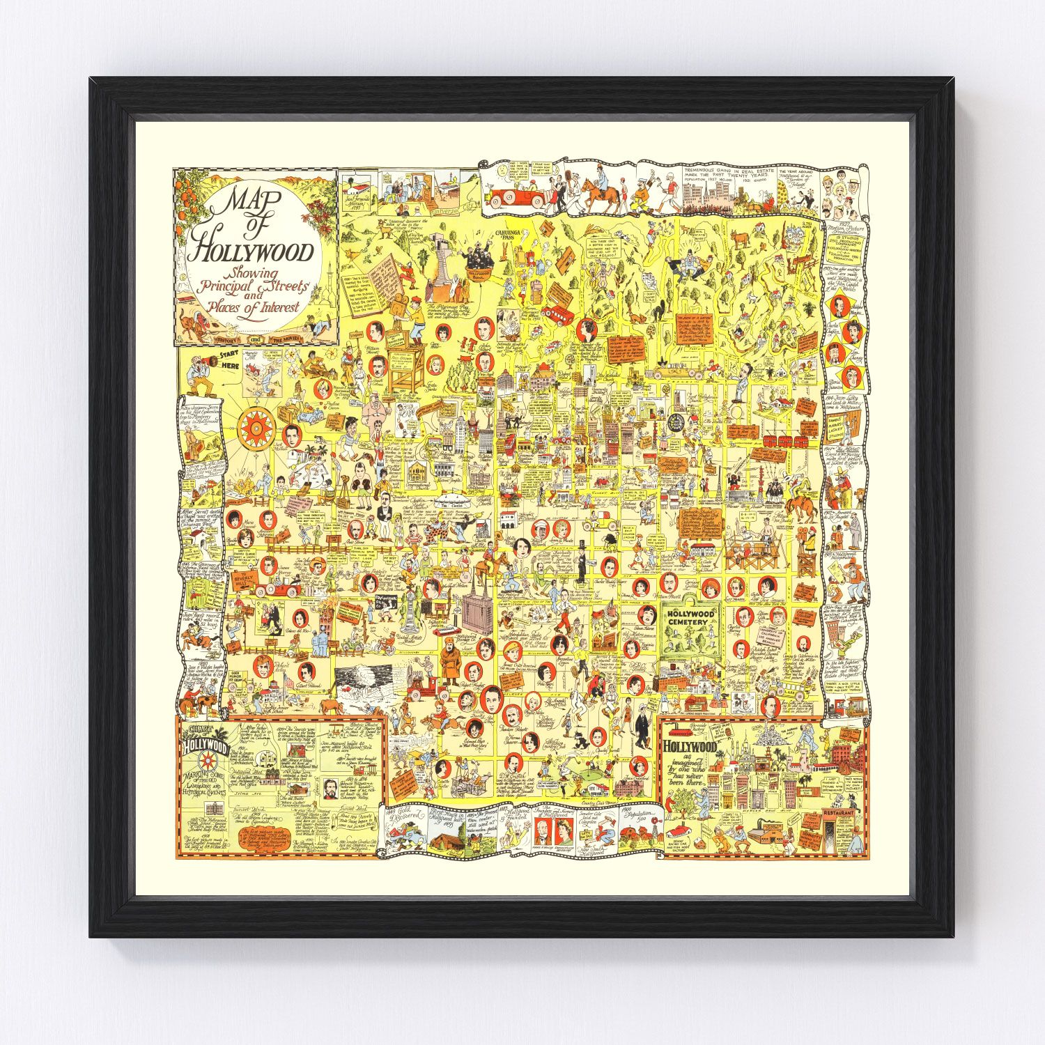 vintage map of Hollywood, California, 1928