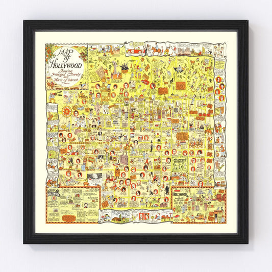 vintage map of Hollywood, California, 1928