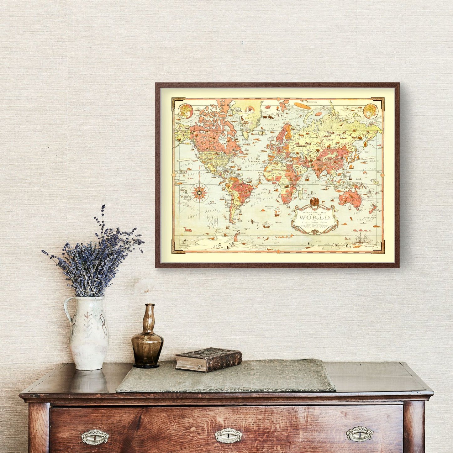 Vintage Mercator World Map, 1931
