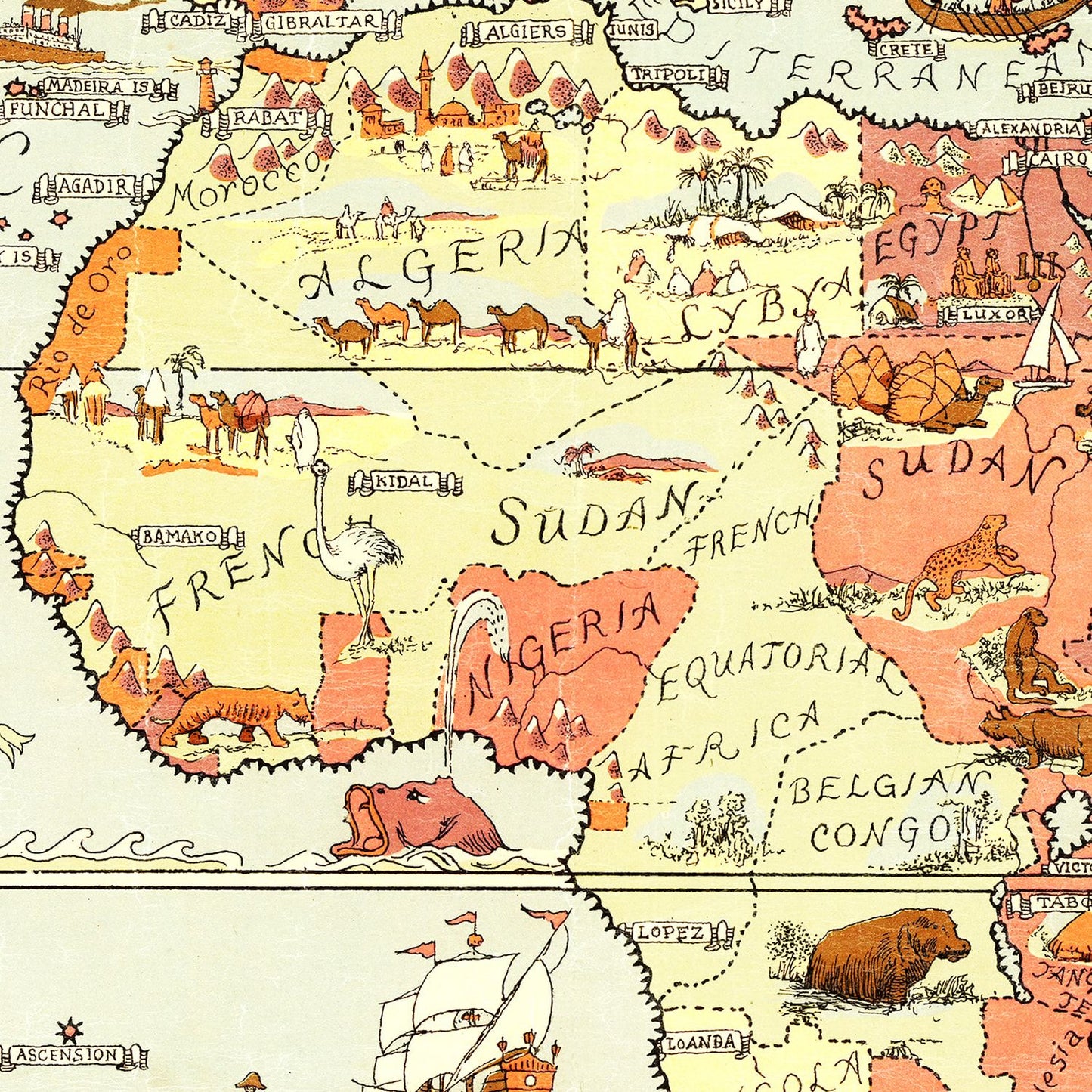 Vintage Mercator World Map, 1931