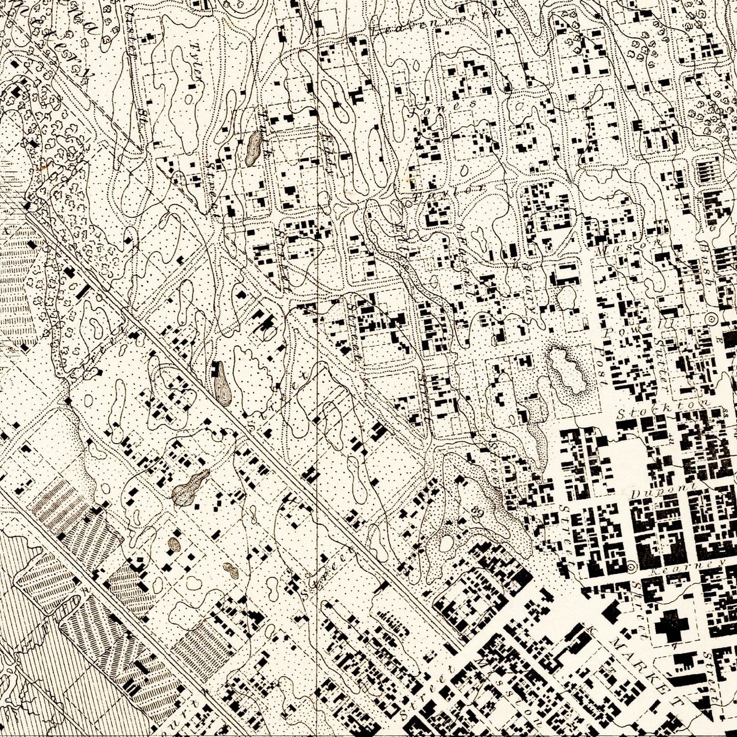 Vintage Map of San Francisco, California, 1857