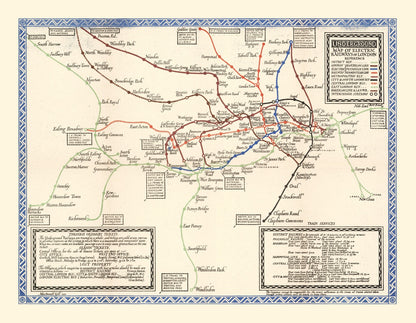 Vintage Subway Map of London, 1921