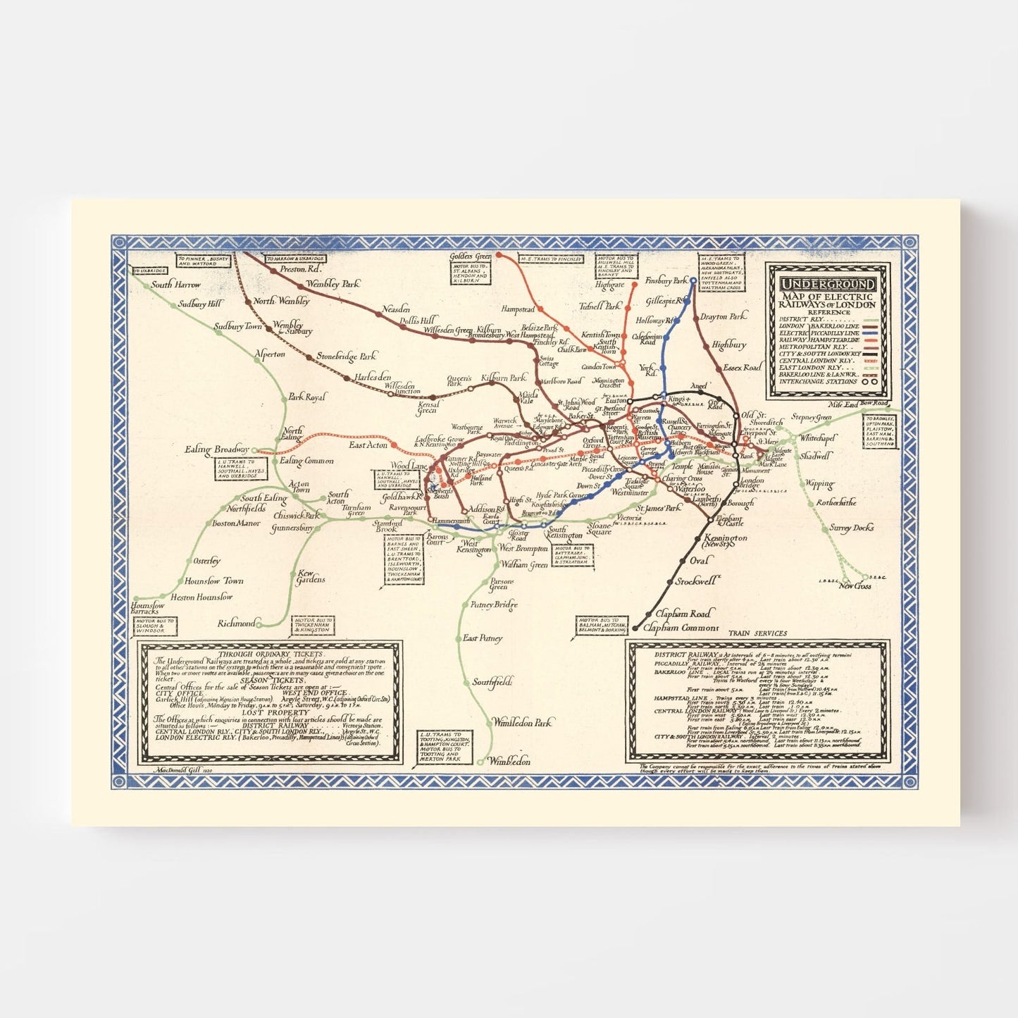 Vintage Subway Map of London, 1921