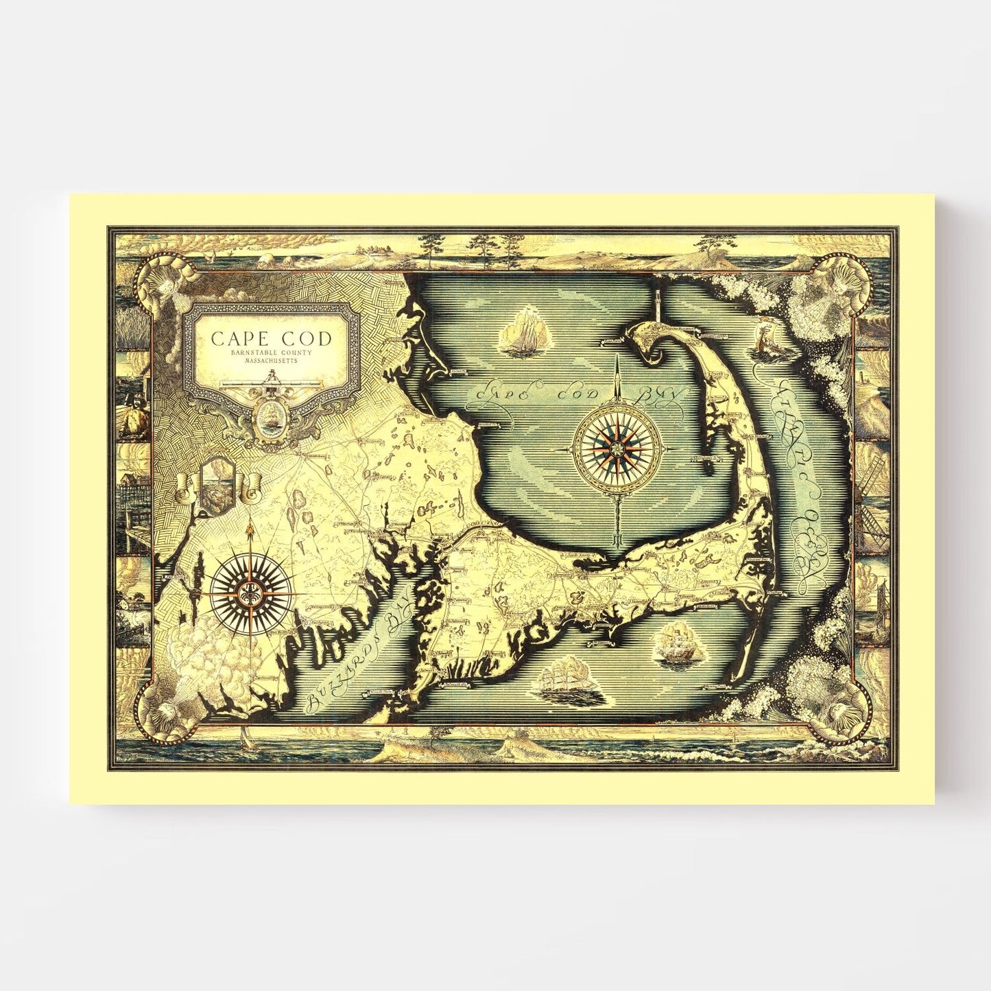 Vintage Map of Cape Cod, Massachusetts, 1931